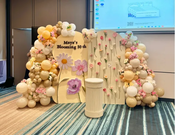 Birthday balloon decoration setup