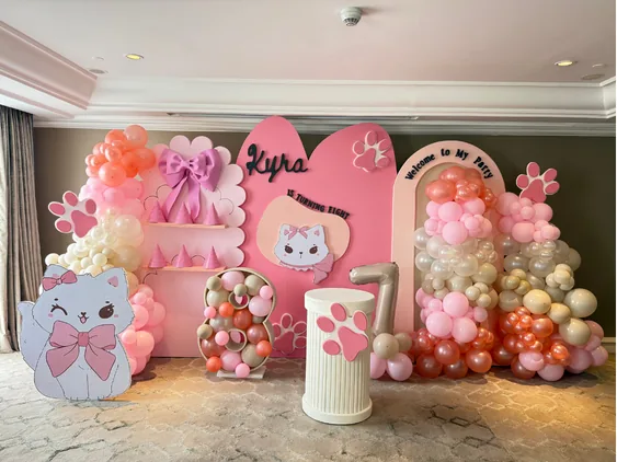 Themed birthday balloon backdrop