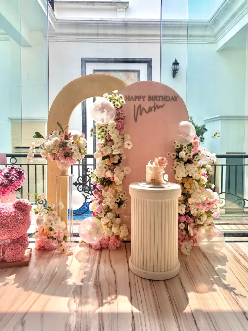 Elegant floral birthday backdrop