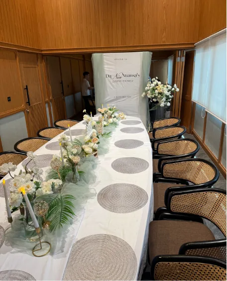 Bridal shower decoration with floral accents