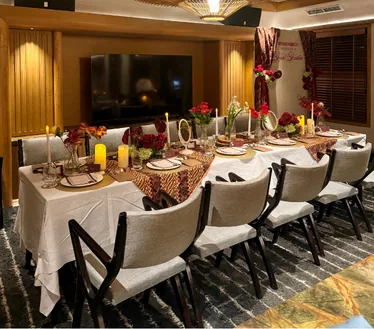 Corporate event decoration setup