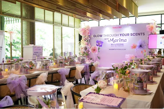 Corporate event decoration wide shot